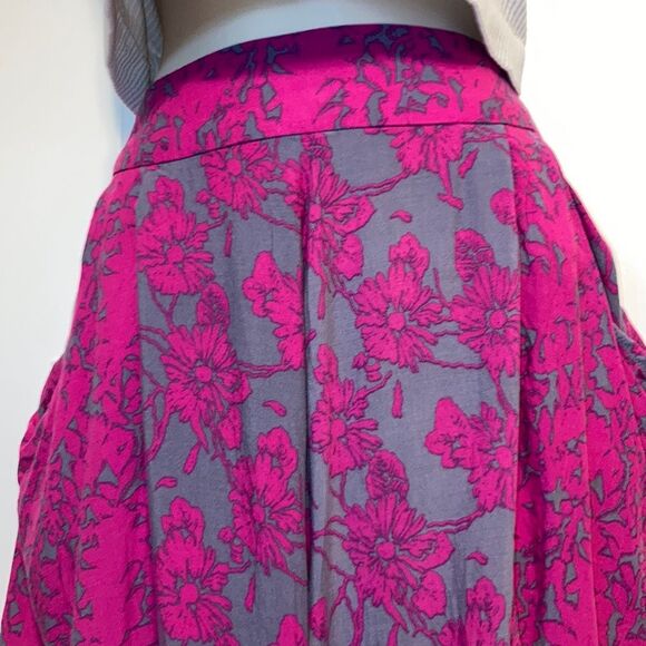 FREE PEOPLE Sheila High Rise Flowy Floral Culotte Fuschia Pink Shorts Womens 12 - Picture 9 of 16
